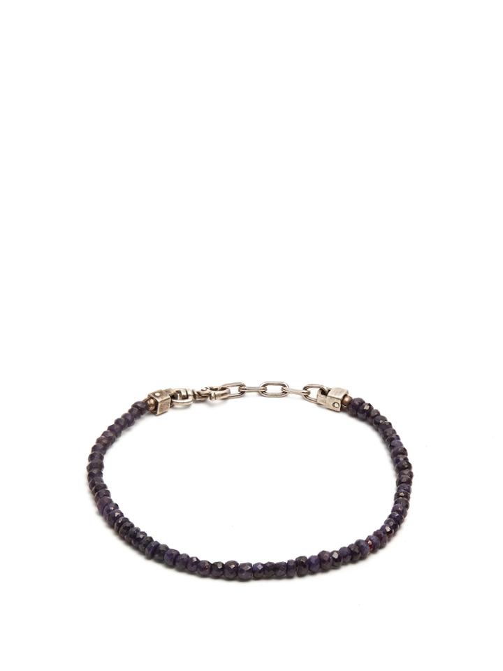 Title Of Work Beaded Sapphire And Sterling-silver Bracelet