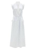 Matchesfashion.com Loretta Caponi - Rita Polka-dot Cotton-voile Midi Dress - Womens - White Print