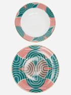 La Doublej - Set Of Two Slinky Verde Soup And Dinner Plates - Womens - Green Multi