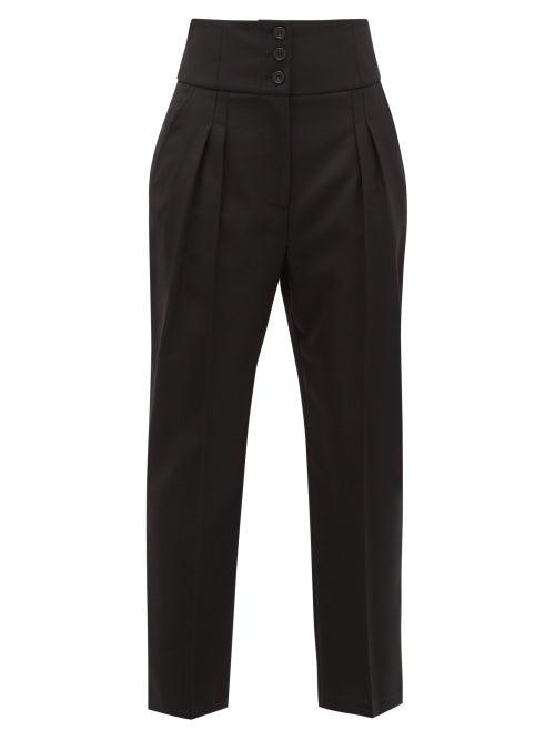 Matchesfashion.com Nili Lotan - Reta Front-pleated Wool-blend Trousers - Womens - Black