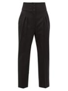 Matchesfashion.com Nili Lotan - Reta Front-pleated Wool-blend Trousers - Womens - Black