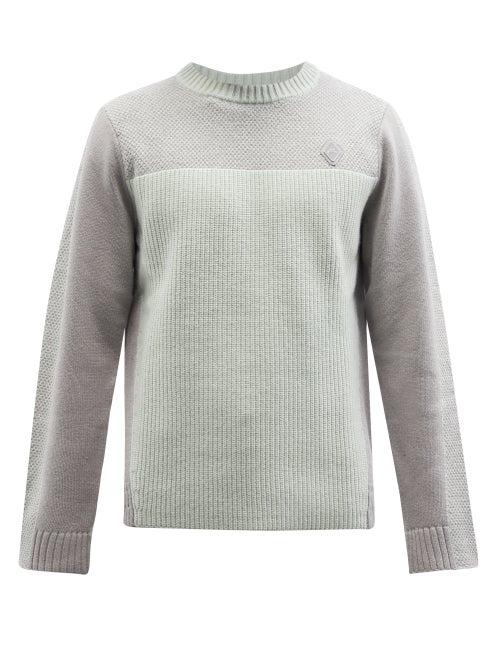 Mens Rtw A-cold-wall* - Multi-stitch Bi-colour Wool-blend Sweater - Mens - Grey