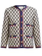 Matchesfashion.com Gucci - Gg Embroidered Cotton Blend Mesh Jacket - Womens - White Multi