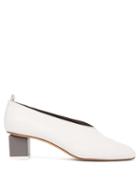 Matchesfashion.com Gray Matters - Mildred Block Heel Leather Pumps - Womens - White