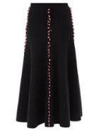 Gabriela Hearst - Vantej Fringed Wool-blend Midi Skirt - Womens - Black Multi
