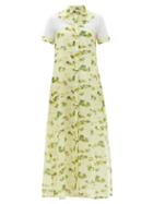 Ladies Lingerie Galanthya - Cassandra Lotus Flower-print Cotton-voile Dress - Womens - Yellow Print