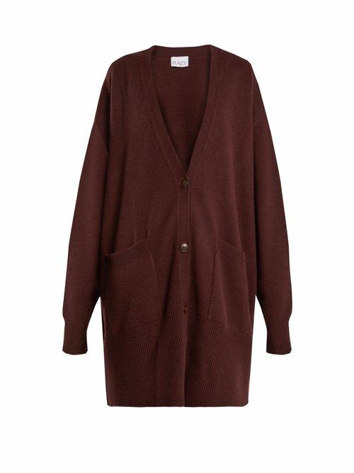 Matchesfashion.com Raey - Long Line Cashmere Grandad Cardigan - Womens - Burgundy