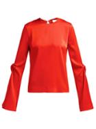 Matchesfashion.com Galvan - Satin Flared Sleeve Blouse - Womens - Red