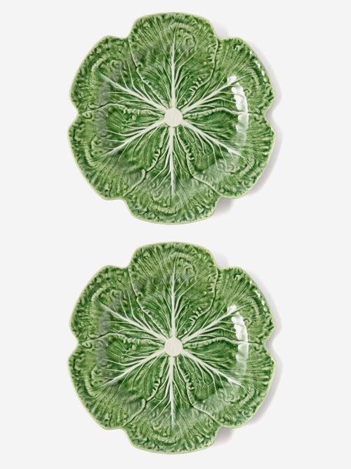 Bordallo Pinheiro - Set Of Two Cabbage Earthenware Charger Plates - Green