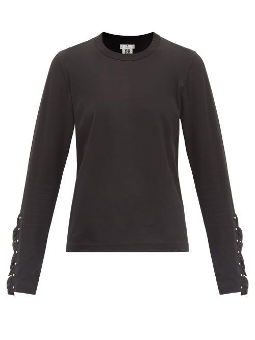 Noir Kei Ninomiya - Ruffled-cuff Cotton-jersey Long-sleeve T-shirt - Womens - Black