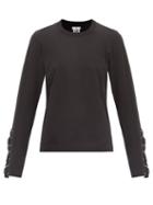 Noir Kei Ninomiya - Ruffled-cuff Cotton-jersey Long-sleeve T-shirt - Womens - Black