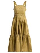 Matchesfashion.com Proenza Schouler - Tiered Cotton Poplin Dress - Womens - Khaki