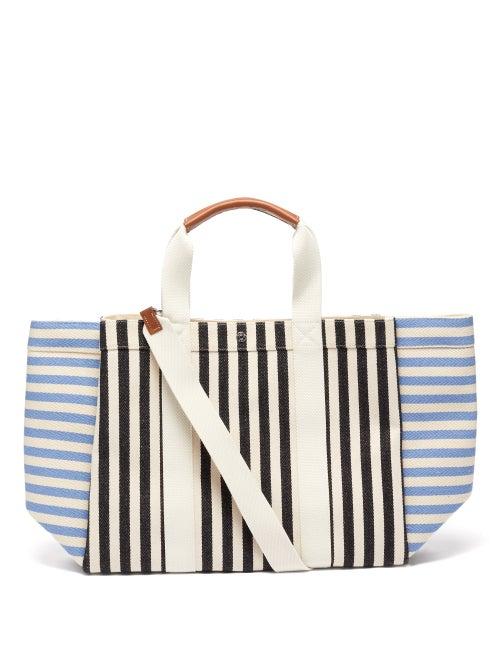 Matchesfashion.com Rue De Verneuil - Parcours Xl Leather-trim Canvas Tote Bag - Womens - Blue Multi