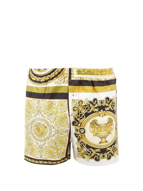 Matchesfashion.com Versace - Baroque-print Silk-twill Pyjama Shorts - Mens - Gold Multi