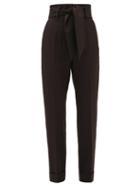 Matchesfashion.com Sara Battaglia - Belted High-rise Technical-crepe Trousers - Womens - Black