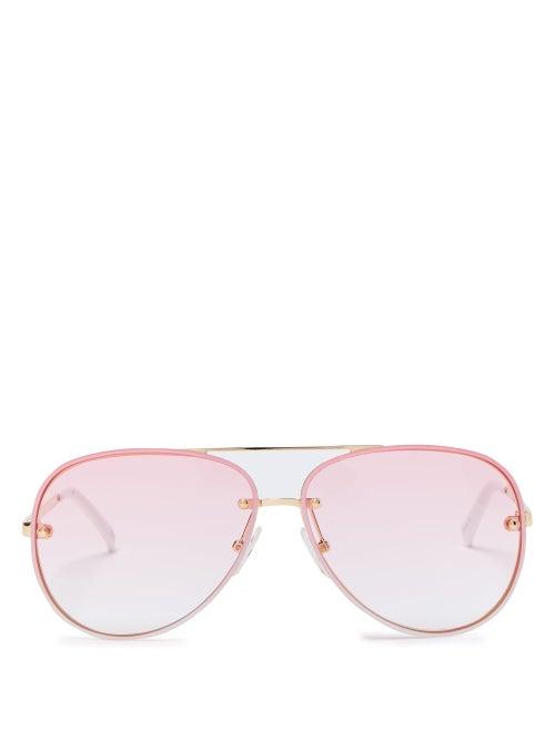 Matchesfashion.com Le Specs - Hyperspace Aviator Metal Sunglasses - Womens - Pink White