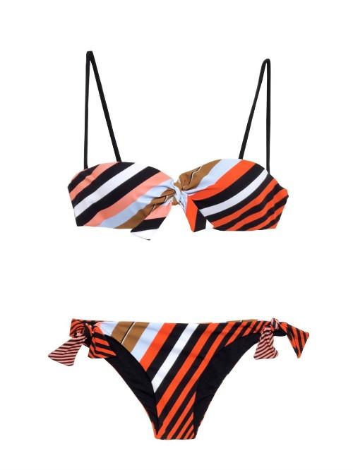 Fendi Diagonal-stripe Bandeau Bikini