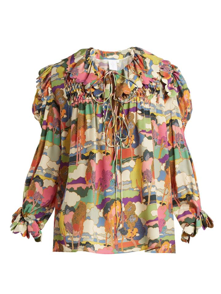 Horror Vacui Defensia Printed Silk Blouse