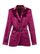 Matchesfashion.com Sies Marjan - Terry Single-breasted Belted Velvet Jacket - Womens - Burgundy