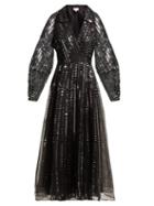 Matchesfashion.com Temperley London - Jet Sequinned Silk Organza Wrap Gown - Womens - Black Silver