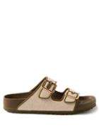 Birkenstock 1774 - 1774 Arizona Buckled Canvas & Leather Slides - Womens - Khaki