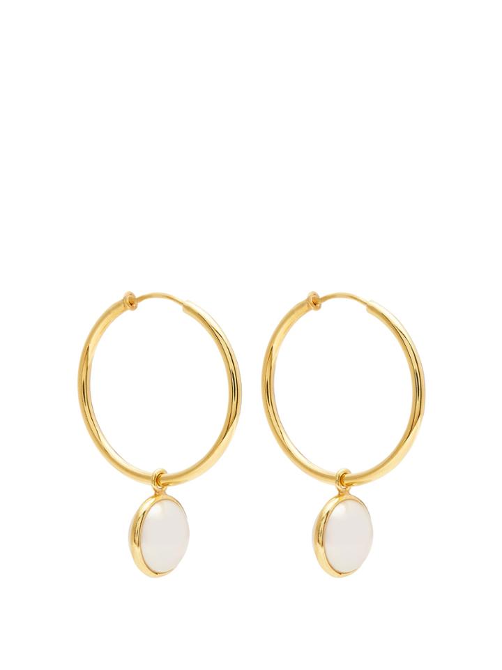 Theodora Warre Pearl-embellished Gold-plated Hoop Earrings