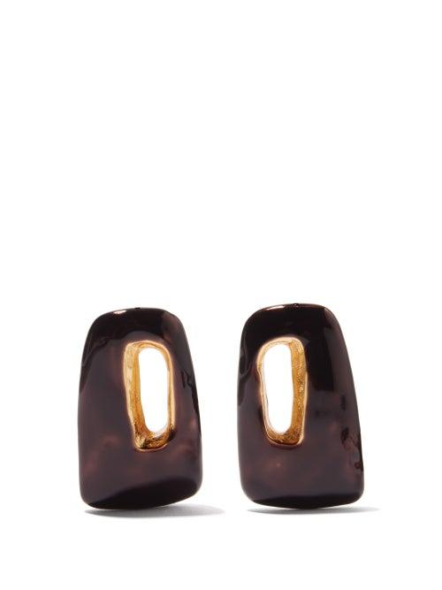 Ladies Jewellery Marni - Trapeze Enamel Earrings - Womens - Black