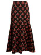 Matchesfashion.com Temperley London - Jupiter Flared Floral Jacquard Midi Skirt - Womens - Black Multi