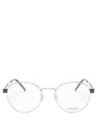 Matchesfashion.com Saint Laurent - Logo-engraved Round Metal And Acetate Glasses - Mens - Clear