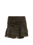 Matchesfashion.com Saint Laurent - Fil Coup Silk Blend Tiered Skirt - Womens - Black Gold
