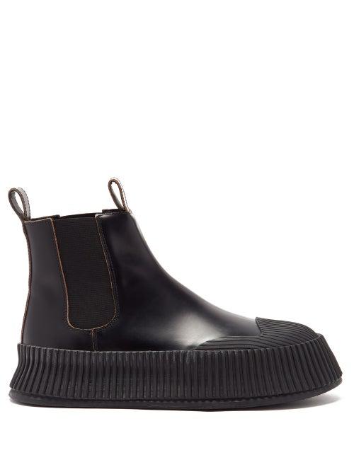 Mens Shoes Jil Sander - Exaggerated-sole Leather Chelsea Boots - Mens - Black