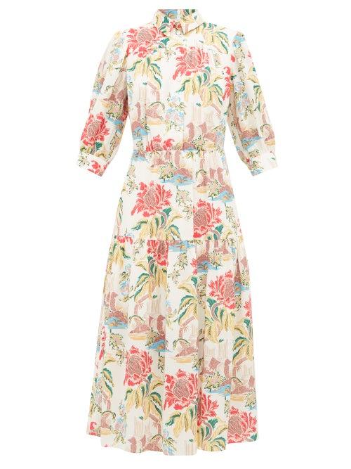 Matchesfashion.com Peter Pilotto - Floral Print Poplin Shirtdress - Womens - White Multi