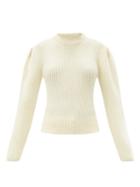 Matchesfashion.com Lemaire - Balloon-sleeve Ribbed Wool Sweater - Womens - Ivory