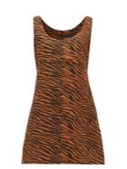 Matchesfashion.com Lisa Marie Fernandez - Zani Tiger-jacquard Linen Mini Dress - Womens - Brown Print
