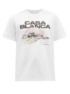 Casablanca - Racing Shell-print Organic Cotton-jersey T-shirt - Mens - White