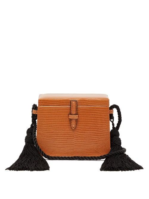 Matchesfashion.com Hunting Season - Square Trunk Tasselled Mini Lizard Cross-body Bag - Womens - Beige