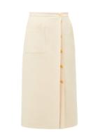 Matchesfashion.com Gucci - Logo-button Silk-blend Crepe Skirt - Womens - Ivory