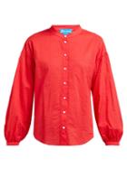 Matchesfashion.com M.i.h Jeans - Colt Band Collar Cotton Seersucker Shirt - Womens - Red