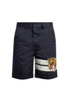 Gucci Tiger-appliqu Cotton-gabardine Shorts