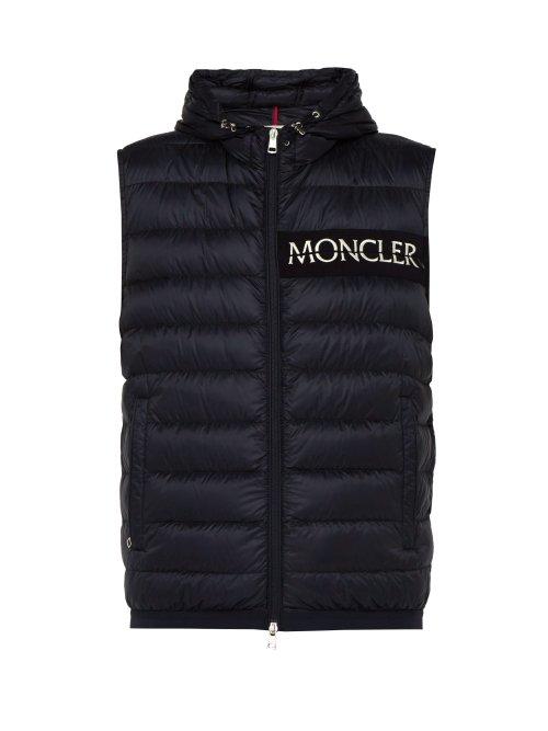 Matchesfashion.com Moncler - Laruns Down Filled Logo Print Gilet - Mens - Navy