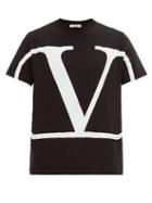 Matchesfashion.com Valentino - V Logo Print Cotton Jersey T Shirt - Mens - Black