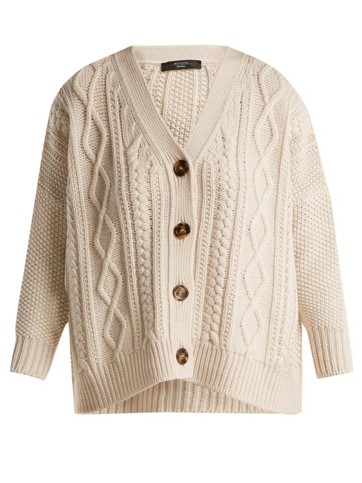 Weekend Max Mara Cable Knit Wool Cardigan