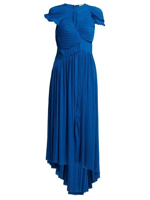 Matchesfashion.com Preen By Thornton Bregazzi - Milly Pleated Georgette Dress - Womens - Blue