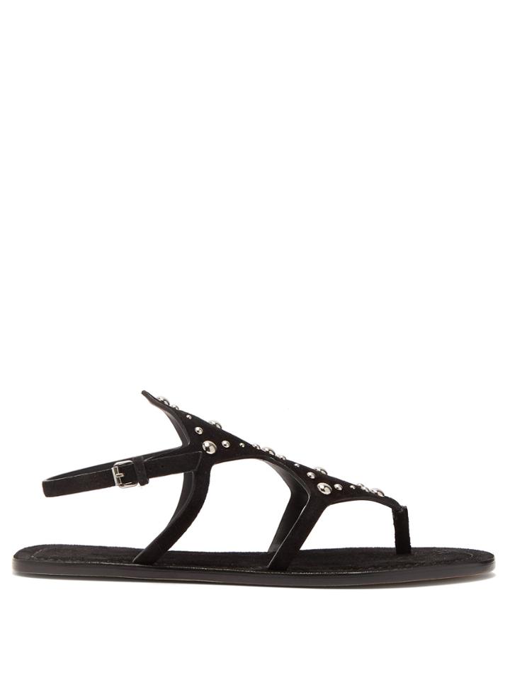Saint Laurent Ella Suede Studded Sandals