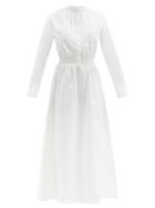 Matchesfashion.com Loretta Caponi - Aurora Cotton-poplin Shirt Dress - Womens - Ivory