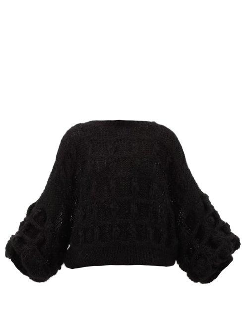 Matchesfashion.com Loewe - Balloon-sleeve Cable-knitted Mohair-blend Sweater - Womens - Black