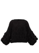 Matchesfashion.com Loewe - Balloon-sleeve Cable-knitted Mohair-blend Sweater - Womens - Black