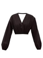 Matchesfashion.com Matteau - Open Back Cropped Cotton Blouse - Womens - Black