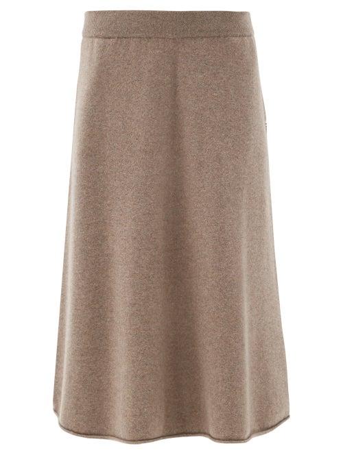Matchesfashion.com Extreme Cashmere - Elasticated-waist Knitted Midi Skirt - Womens - Mid Brown