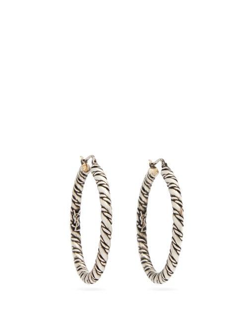 Matchesfashion.com Saint Laurent - Twisted Hoop Earrings - Womens - Silver